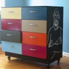 chalkboard decor - metal drawer cabinet with chalkboard painted sides - flickr via Atticmag