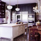 Lavender and brown-black kitchen by Kristen Buckingham - Elle Decor via Atticmag