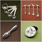 handcrafted pewter kitchenware - measuring spoons, lemon juicer and box from Beehive Kitchenware via Atticmag