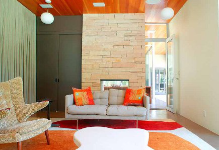 dec-room-minimalfurniture2-435 minimalist furniture - mid-century library with modern furniture by Bruce Bolander via Atticmag