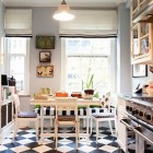 checkerboard floor kitchens - kitchen with black and white checkerboard floor - pinterest via atticmag