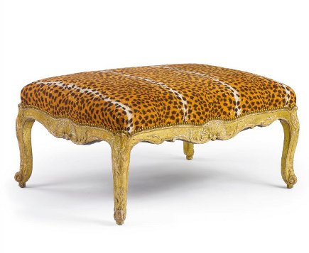 Brooke Astor estate auction - Louis XV style ottoman with carved frame and leopard-print fabric - Sotheby's via Atticmag