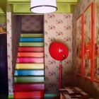 statement staircases - Muriel Brandolini's multicolor painted lacquer look staircase - World of Interiors via Atticmag