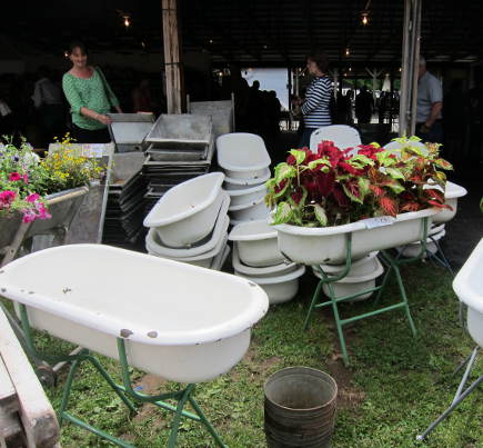 washtub plantres from Great Stuff by Paul Antiques at the Country Living Fair - atticmag
