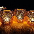 tea light holder - The geometric shapes of Etch holders by Tom Dixon diffuse candlelight into beautiful patterns - suiteny via atticag