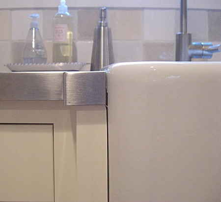 kit-sink-far-upmount2-435 upmounted farm sink - front view of farm sink with rim up or above counter level - Atticmag
