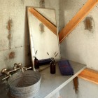 steel bucket bathroom sinks - steel bucket used as a sink on a polished concrete counter top - Studio Carver via Atticmg