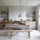 nordic color kitchens - neutral mix of whites and grays in a large kitchen - Est Magazine via Atticmag